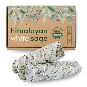 Natural Himalayan White Sage Smudging Stick Bundles for Negative Energy Removal, Cleansing and Replenishment (Pack of 2)